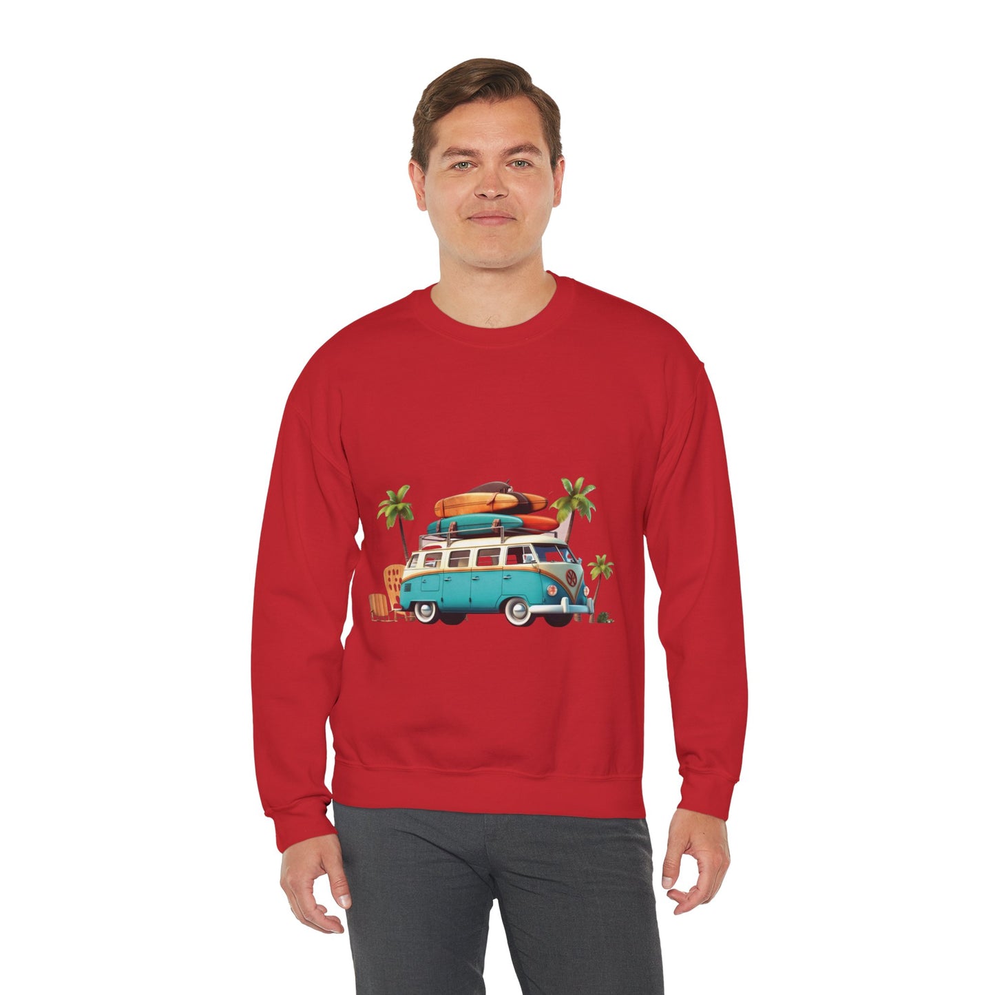 Retro Surf Van - Unisex Heavy Blend™ Crewneck Sweatshirt