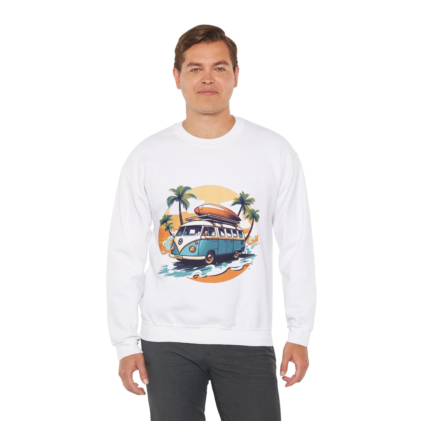 Retro Surf Van - Unisex Heavy Blend™ Crewneck Sweatshirt