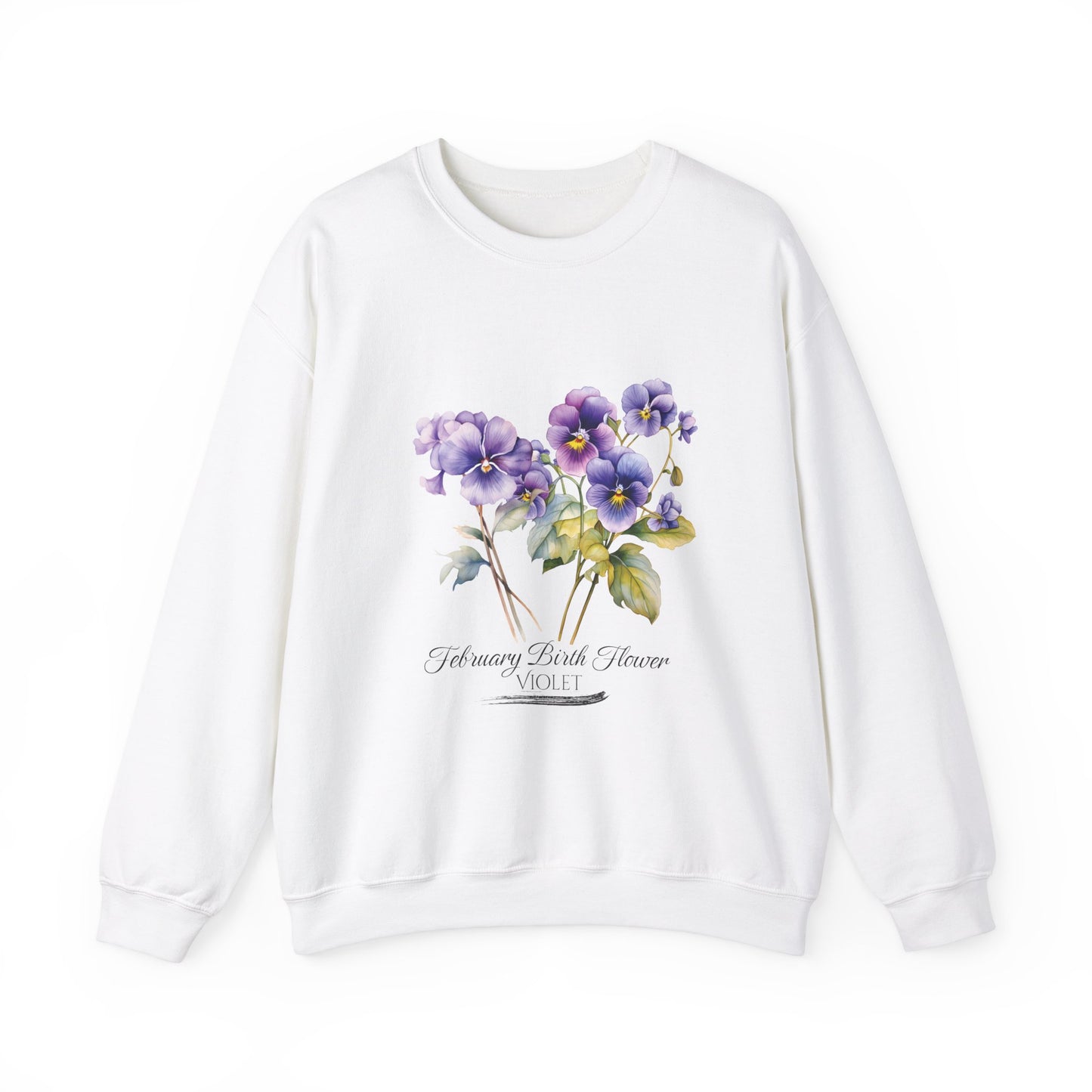 February Birth Flowers (Violet) - Unisex Heavy Blend™ Crewneck Sweatshirt