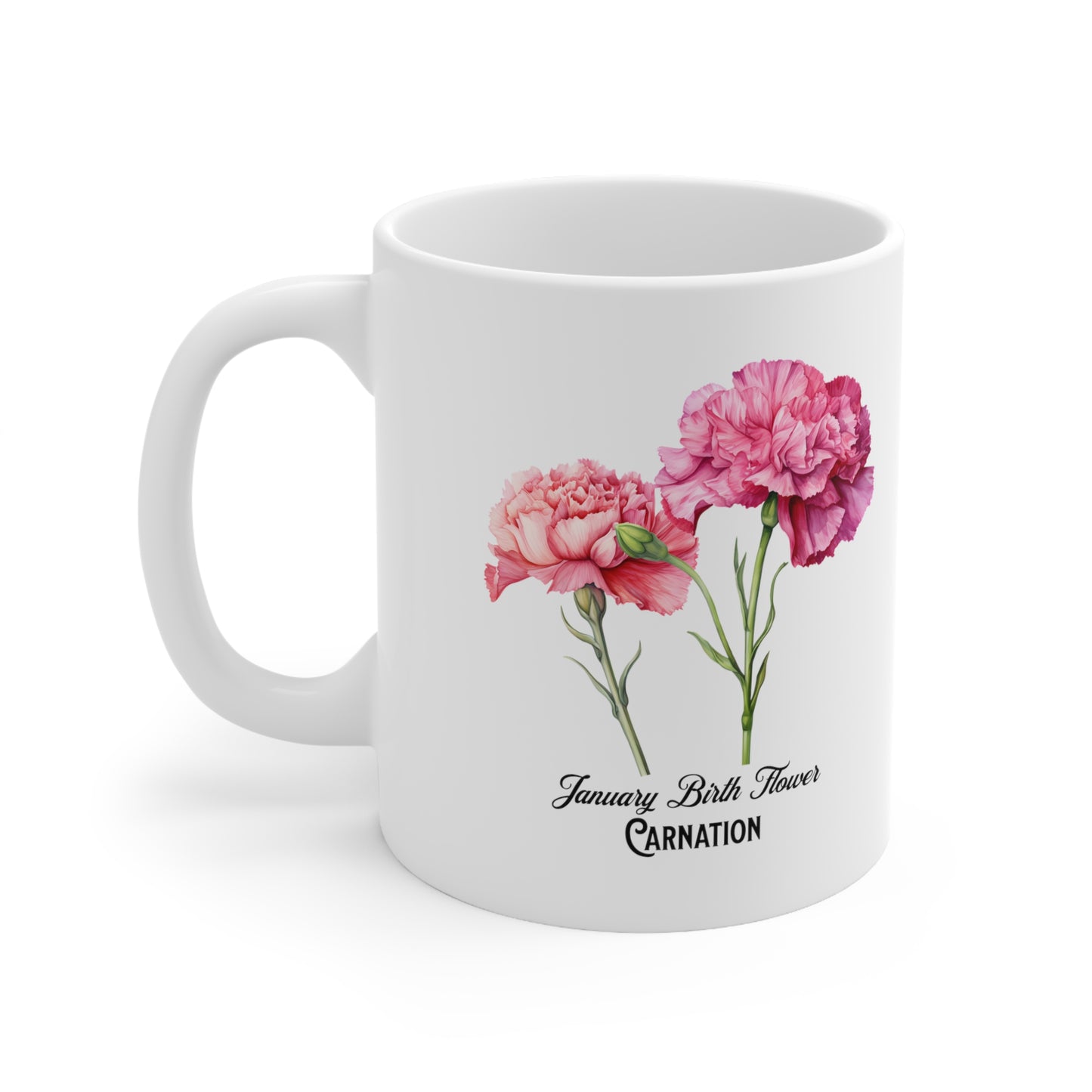 January Birth Flower (Carnation): Ceramic Mug 11oz