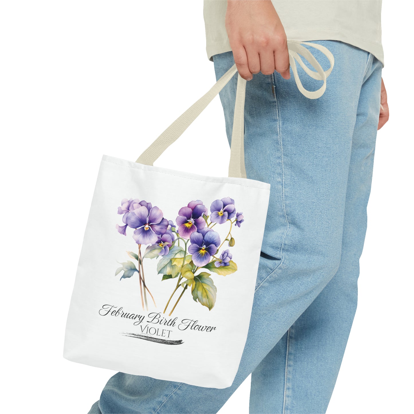 February Birth Flower: Violet - Tote Bag (AOP)