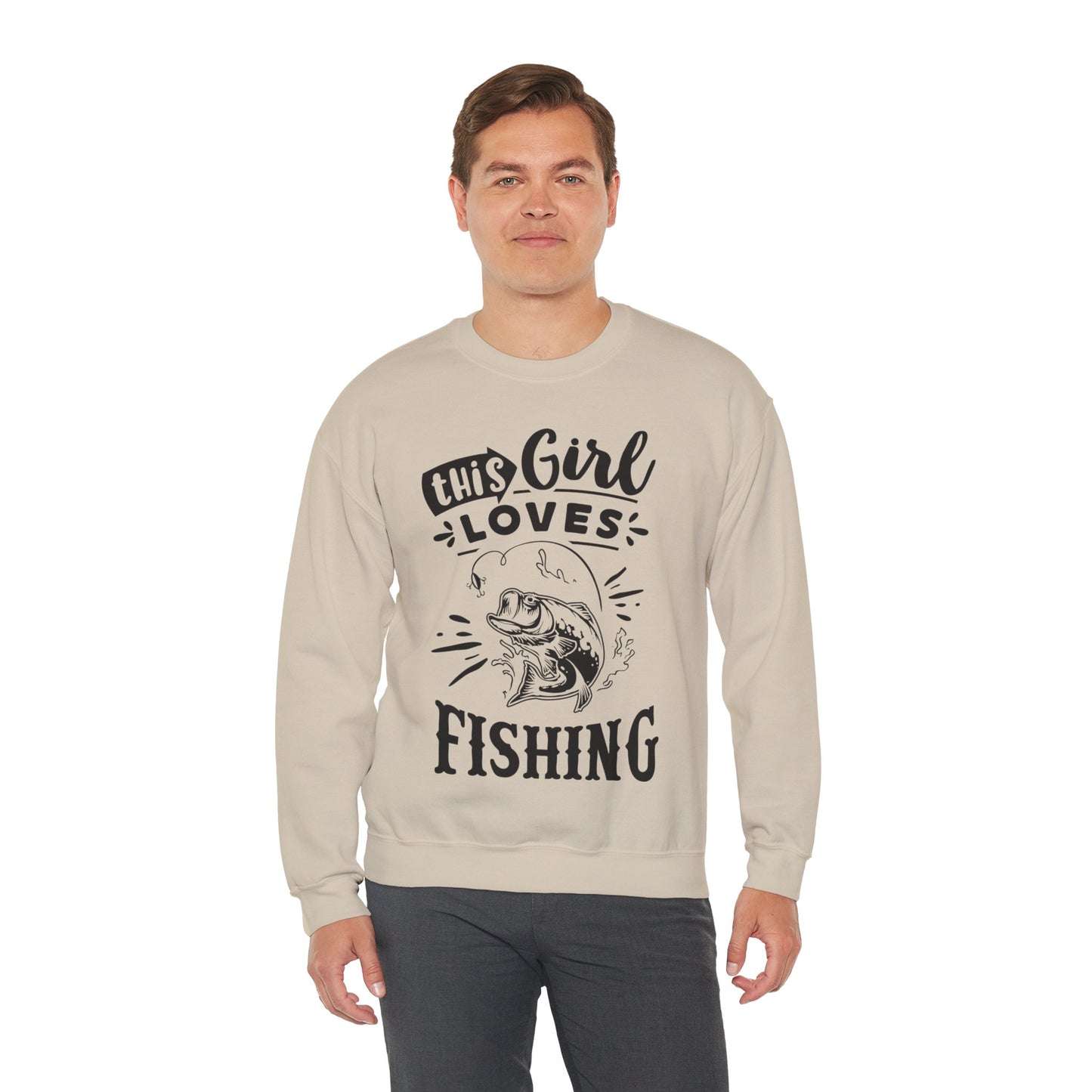 This girl loves fishing - Unisex Heavy Blend™ Crewneck Sweatshirt