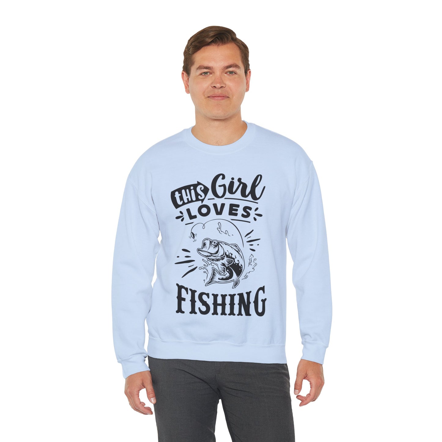 This girl loves fishing - Unisex Heavy Blend™ Crewneck Sweatshirt