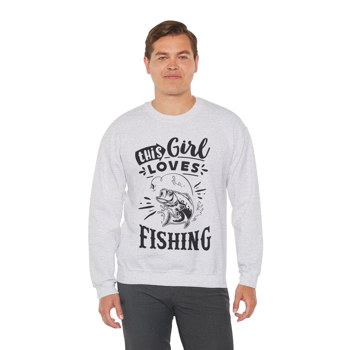 This girl loves fishing - Unisex Heavy Blend™ Crewneck Sweatshirt