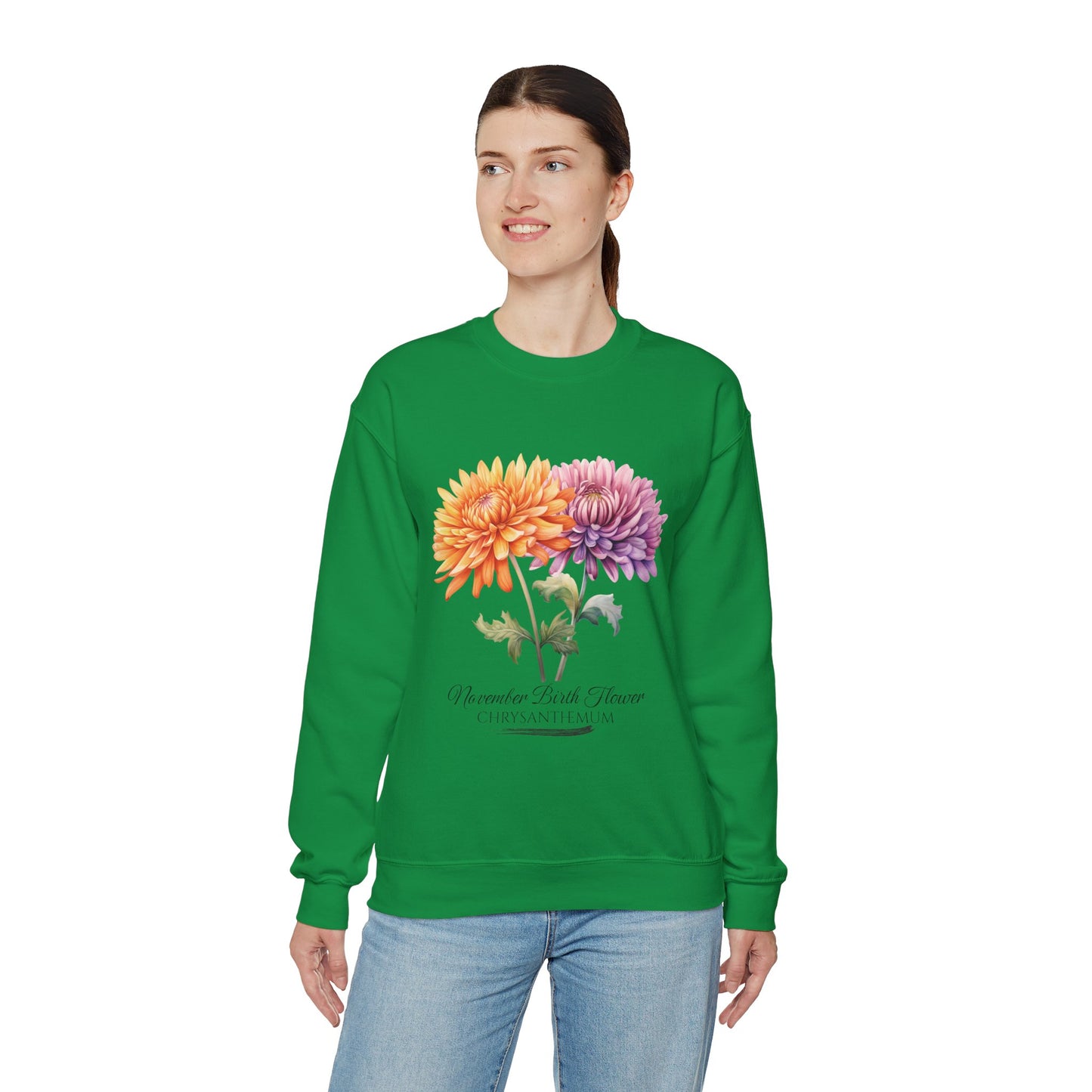 November Birth Flower (Chrysanthemum) - Unisex Heavy Blend™ Crewneck Sweatshirt