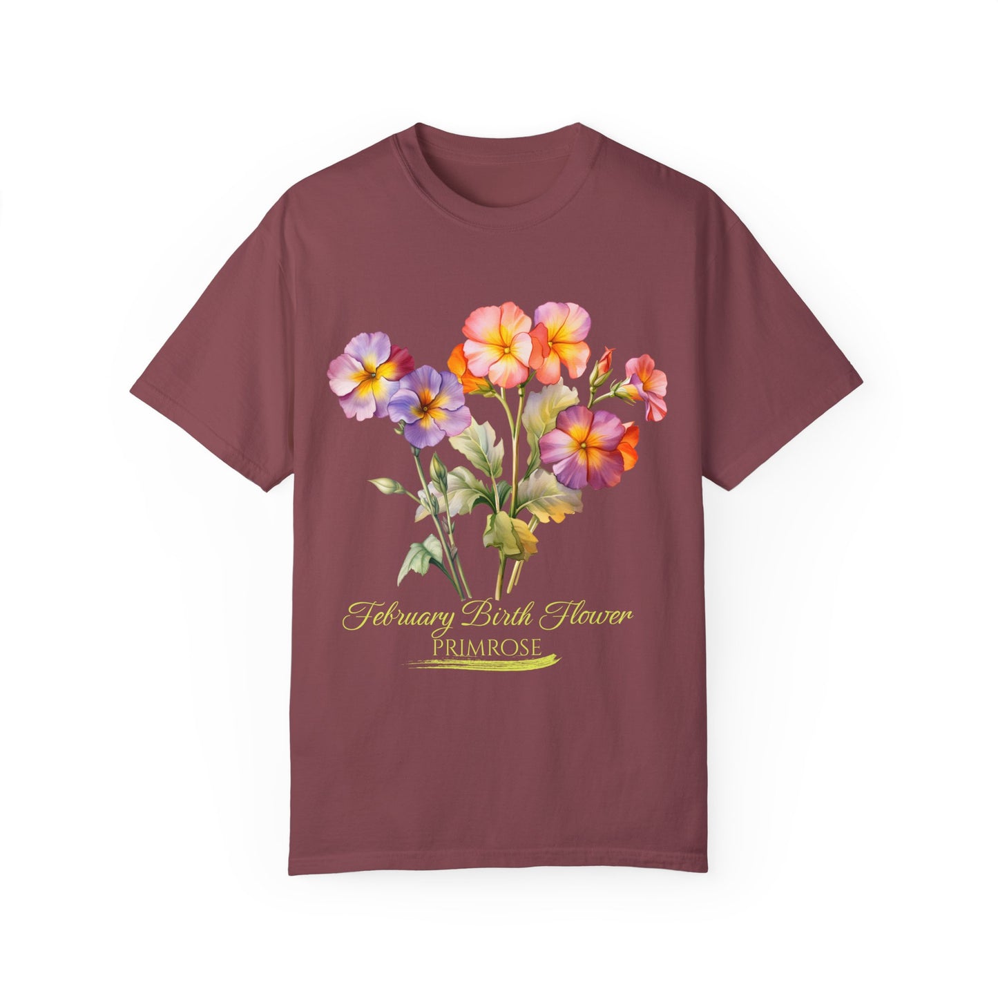 February Birth Flower "Violet" (For Dark Print) Unisex Garment-Dyed T-shirt