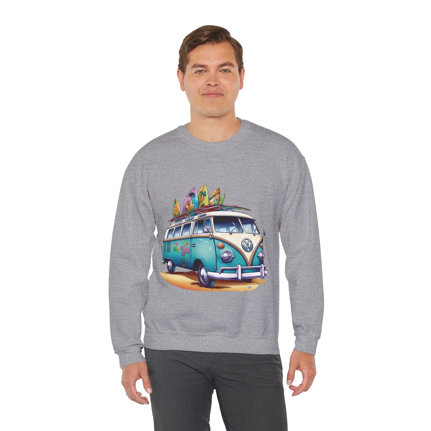 Retro Surf Van - Unisex Heavy Blend™ Crewneck Sweatshirt