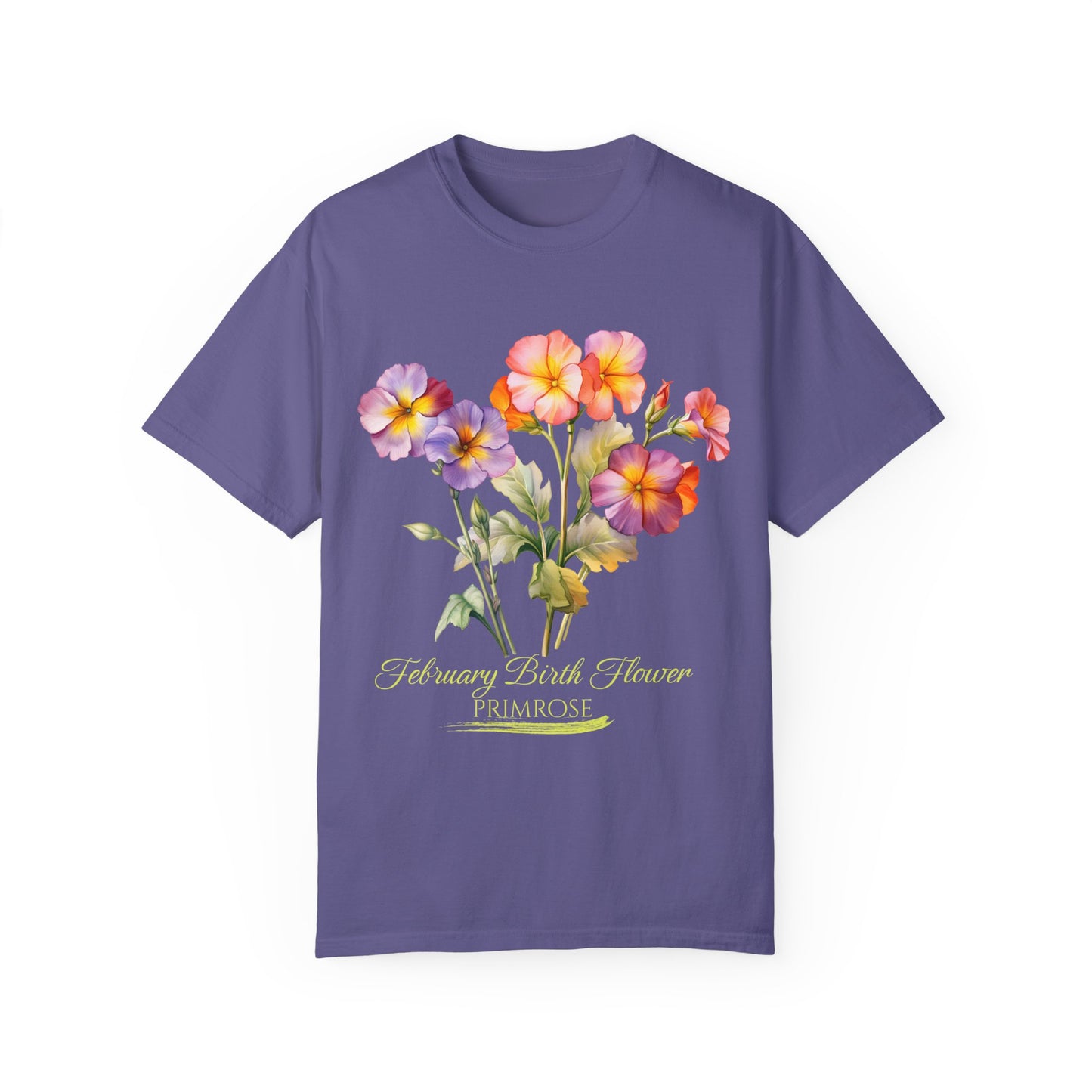 February Birth Flower "Violet" (For Dark Print) Unisex Garment-Dyed T-shirt