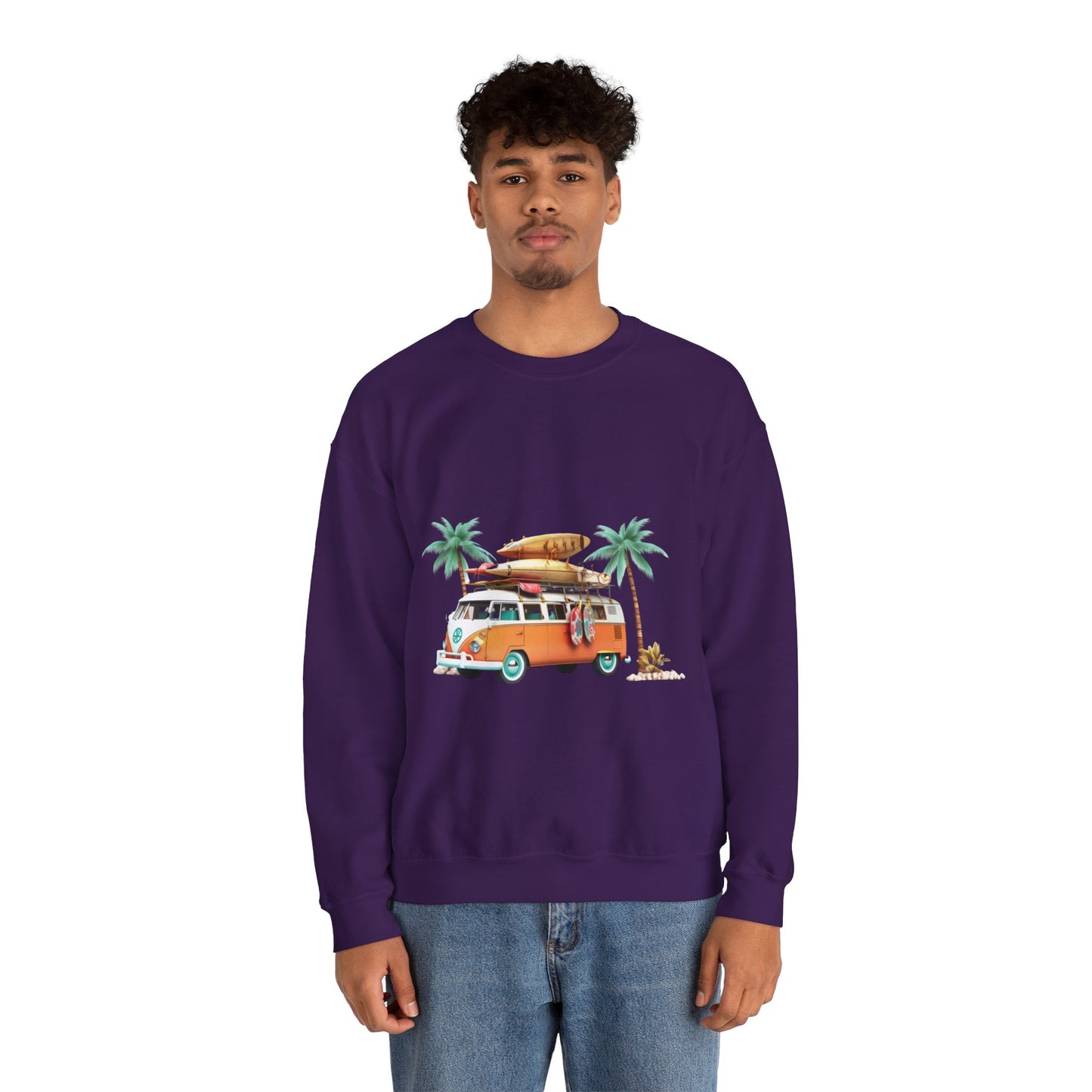 Retro Surf Van - Unisex Heavy Blend™ Crewneck Sweatshirt