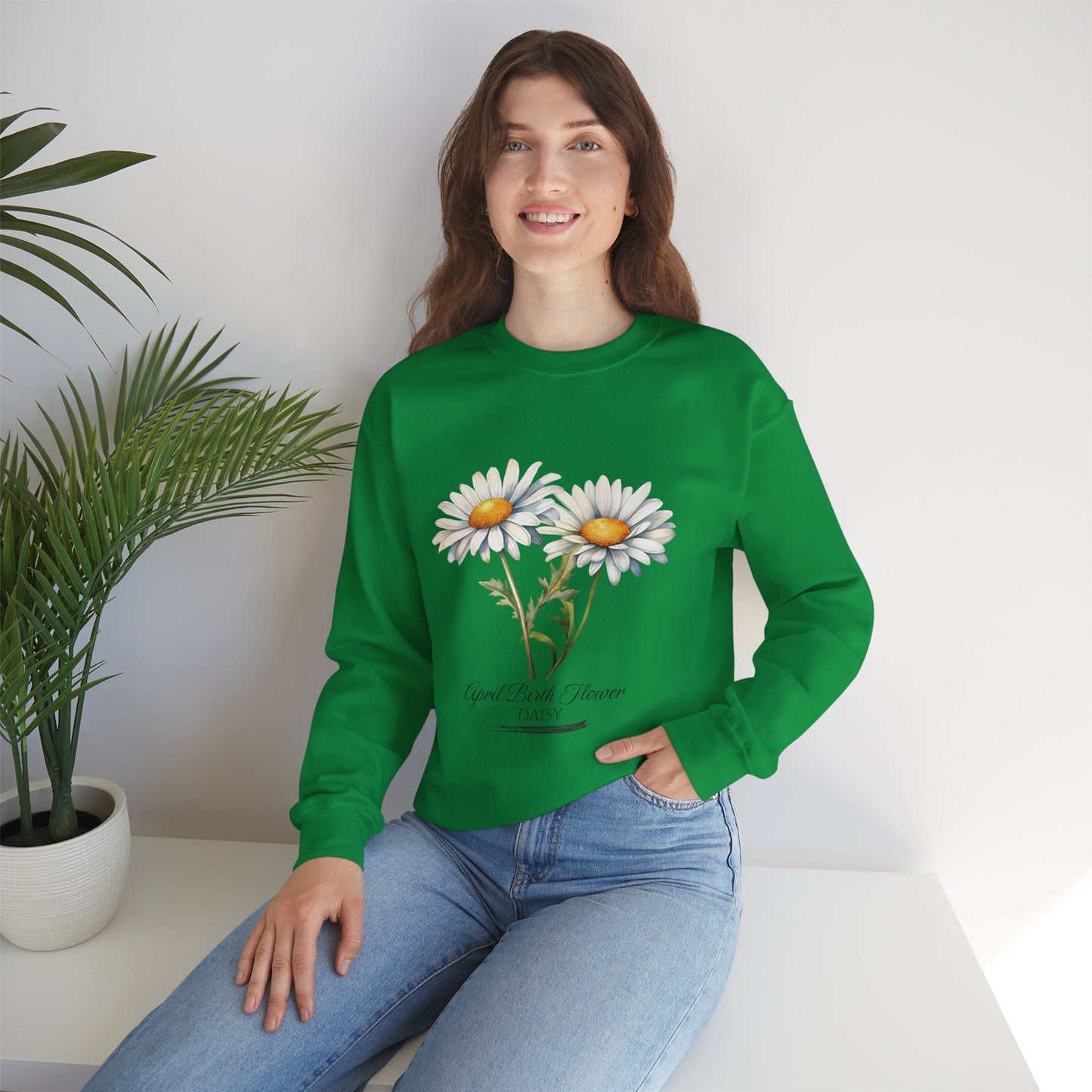 April Birth Flower (Daisy) - Unisex Heavy Blend™ Crewneck Sweatshirt