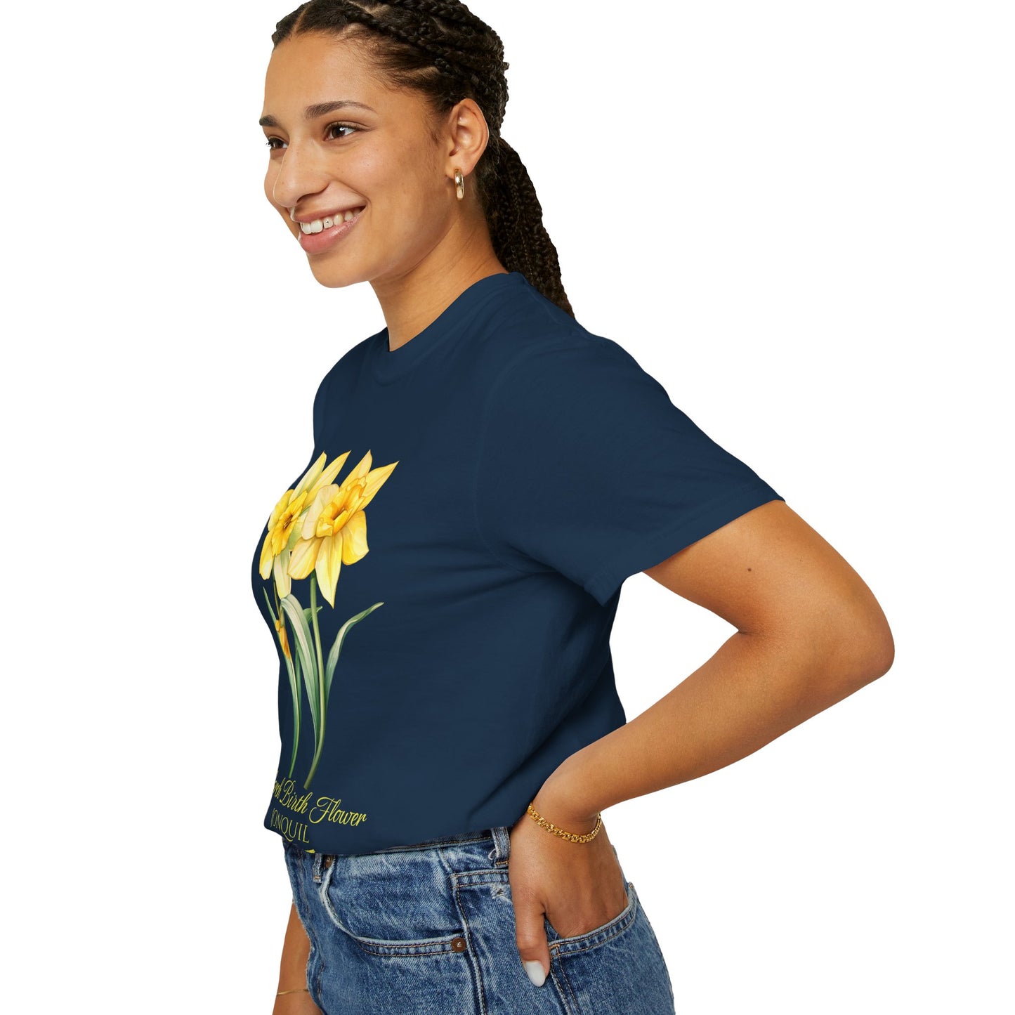 March Birth Flower "Jonquil" (For Print on Dark Fabric) - Unisex Garment-Dyed T-shirt