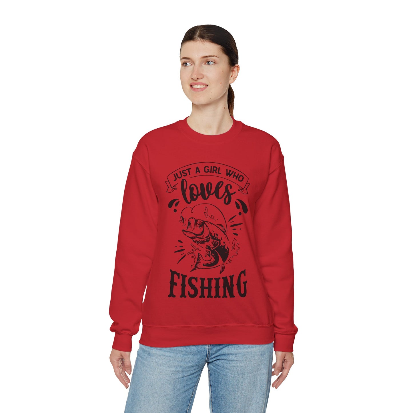 Just a girl who loves fishing - Unisex Heavy Blend™ Crewneck Sweatshirt