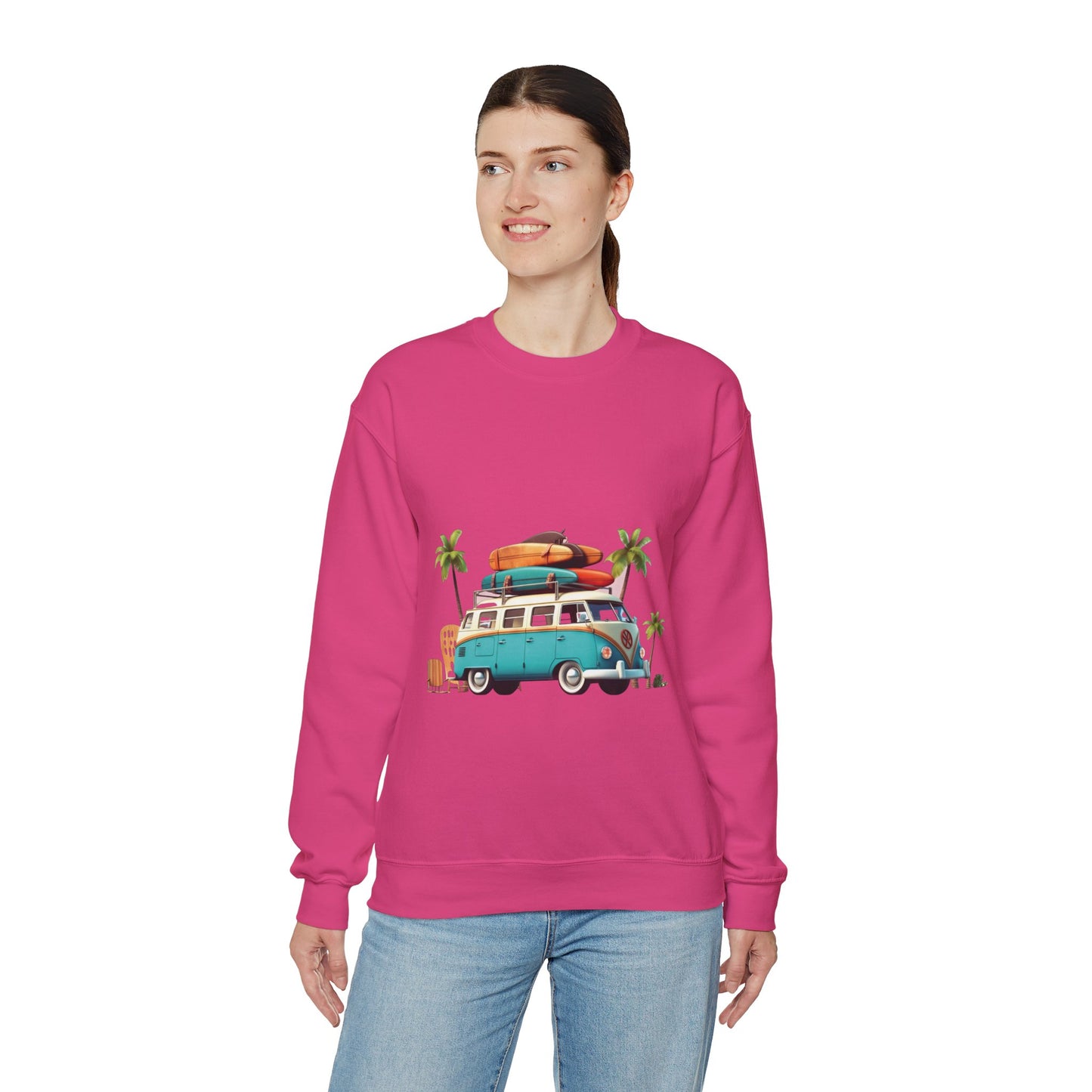 Retro Surf Van - Unisex Heavy Blend™ Crewneck Sweatshirt