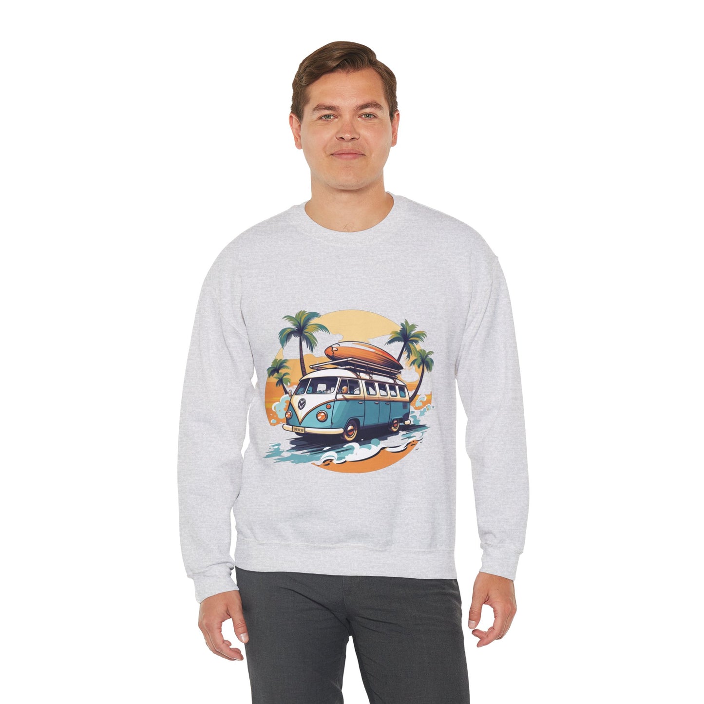 Retro Surf Van - Unisex Heavy Blend™ Crewneck Sweatshirt