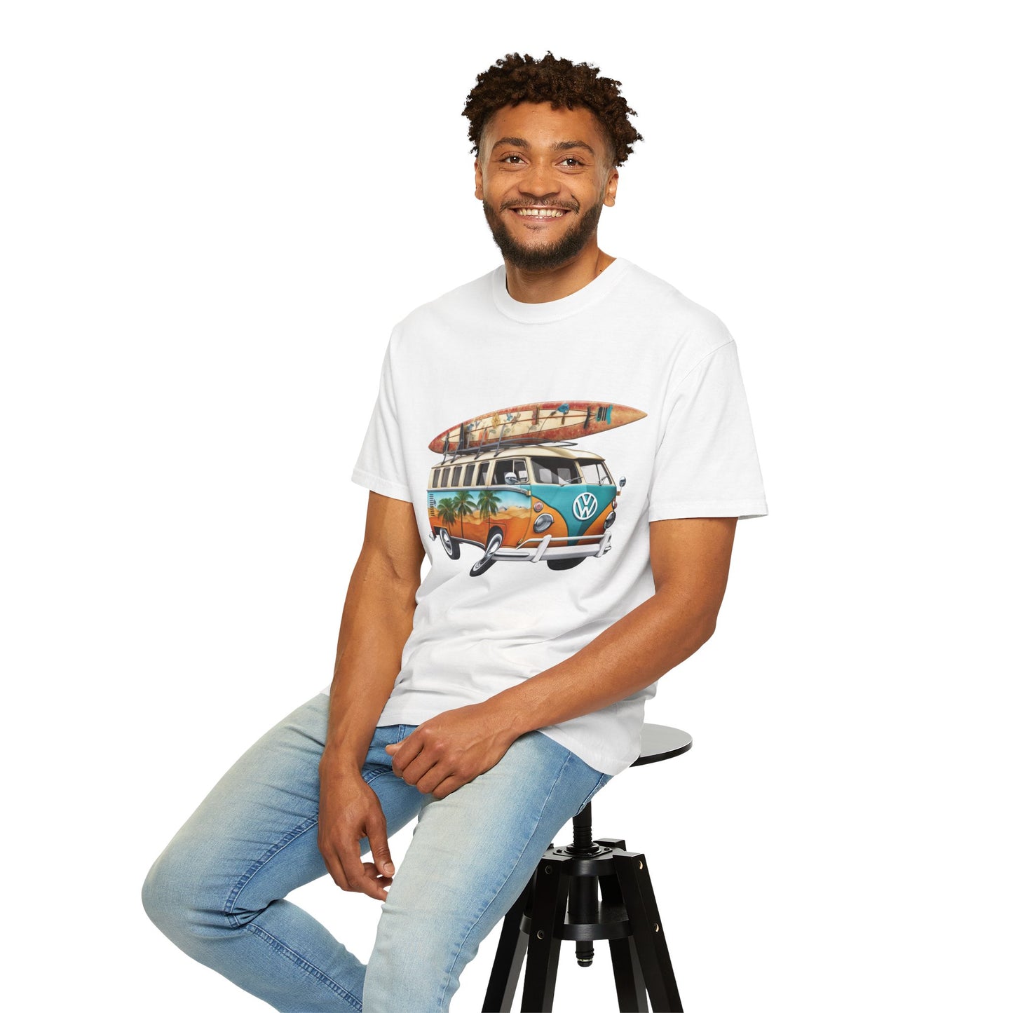 Retro Surf Van: Unisex Garment-Dyed T-shirt