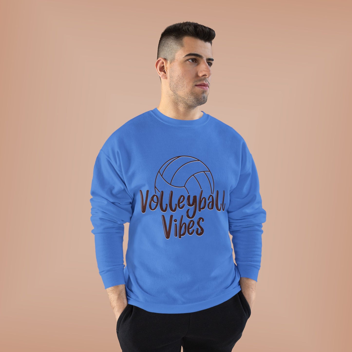 Unisex Volleyball Vibes Crewneck Sweatshirt, Trendy Sports Apparel, Cozy Gift for Athletes, Volleyball Lover's Gear, Eco-Friendly Fashion