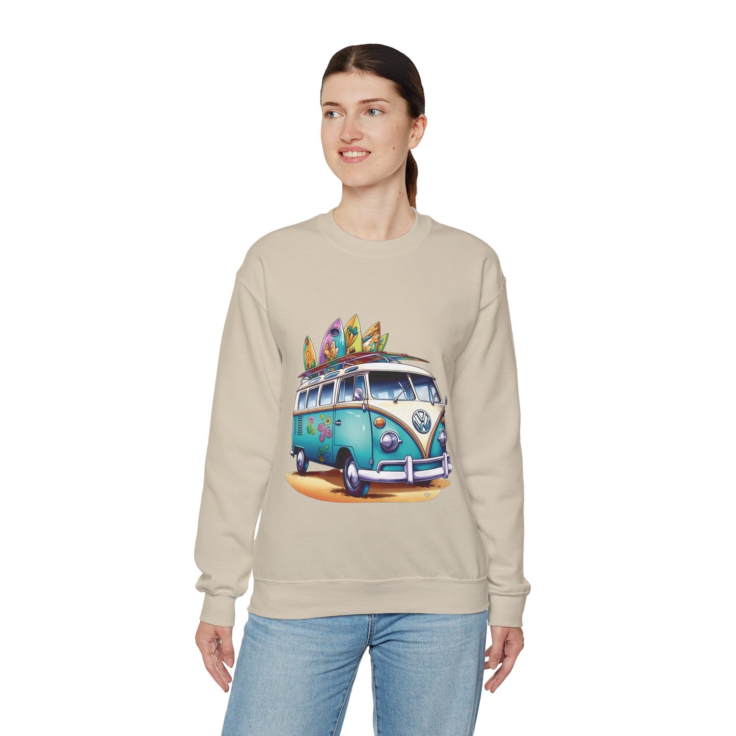 Retro Surf Van - Unisex Heavy Blend™ Crewneck Sweatshirt