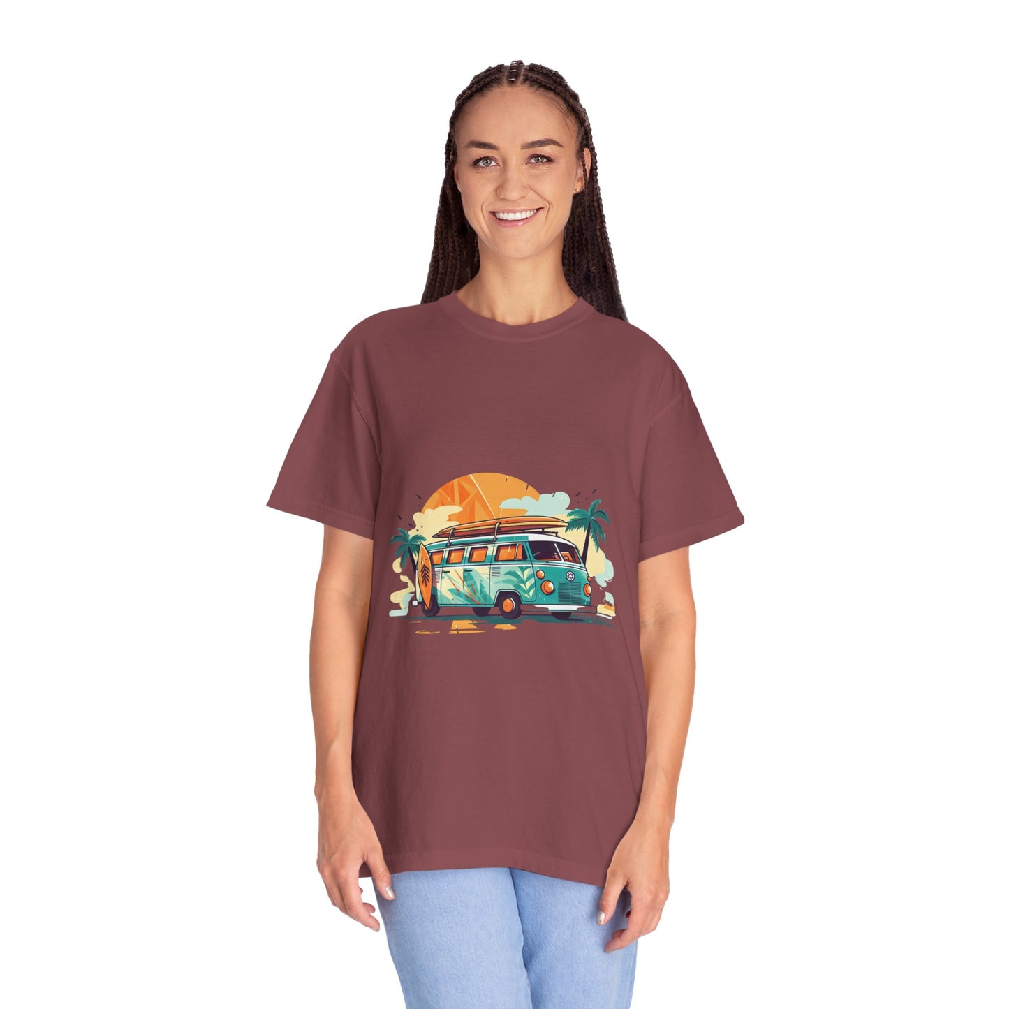 Retro Surf Van: Unisex Garment-Dyed T-shirt
