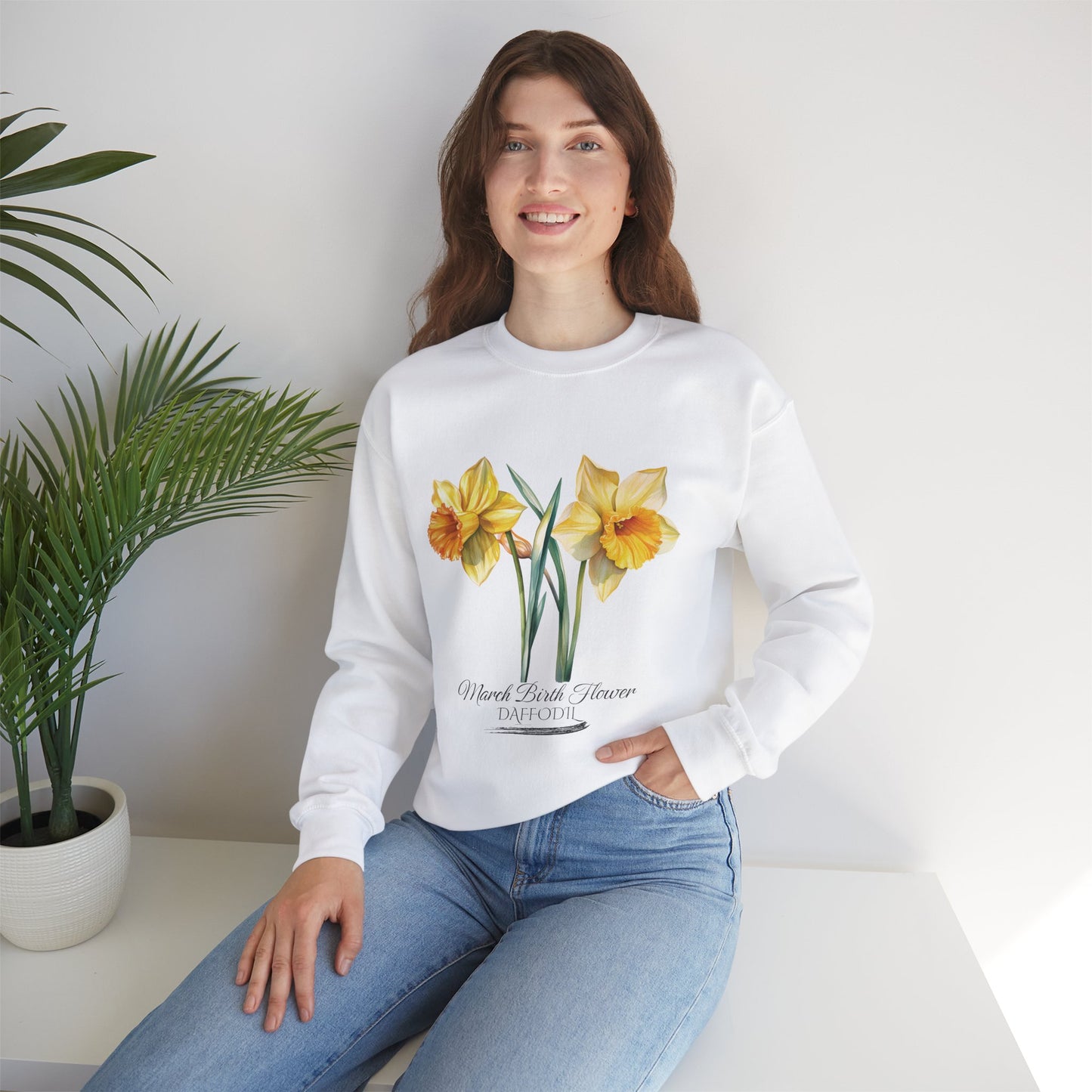 March Birth Flower (Daffodil) - Unisex Heavy Blend™ Crewneck Sweatshirt