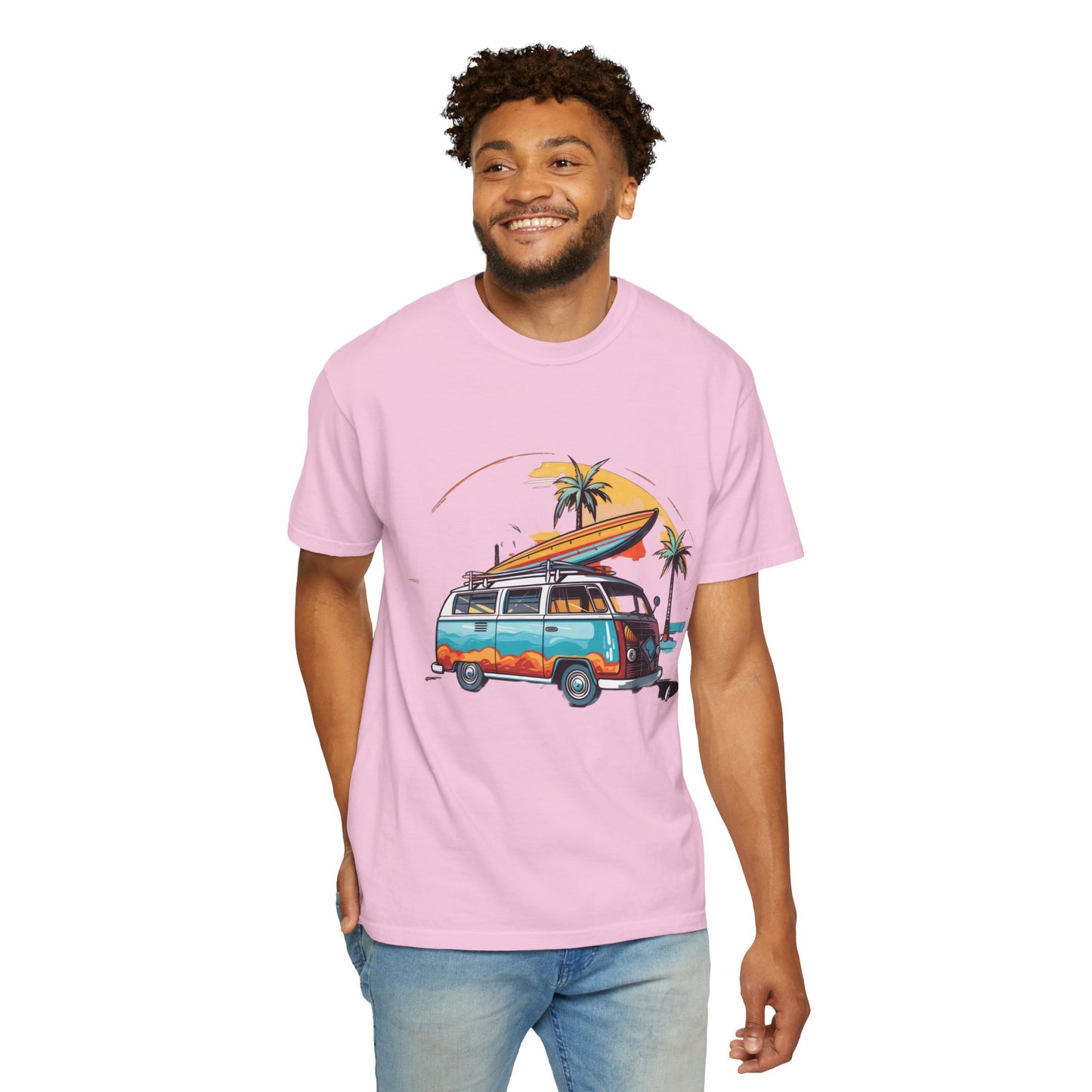 Retro Surf Van: Unisex Garment-Dyed T-shirt