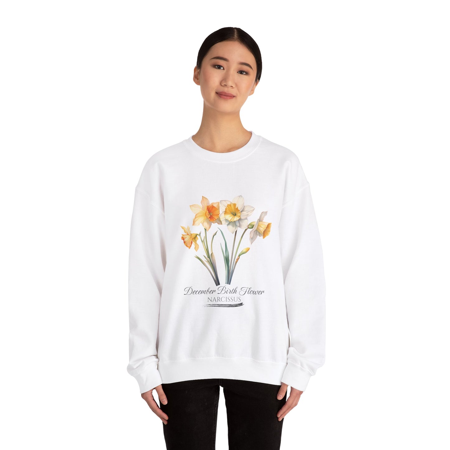 December Birth Flower (Narcisus) - Unisex Heavy Blend™ Crewneck Sweatshirt