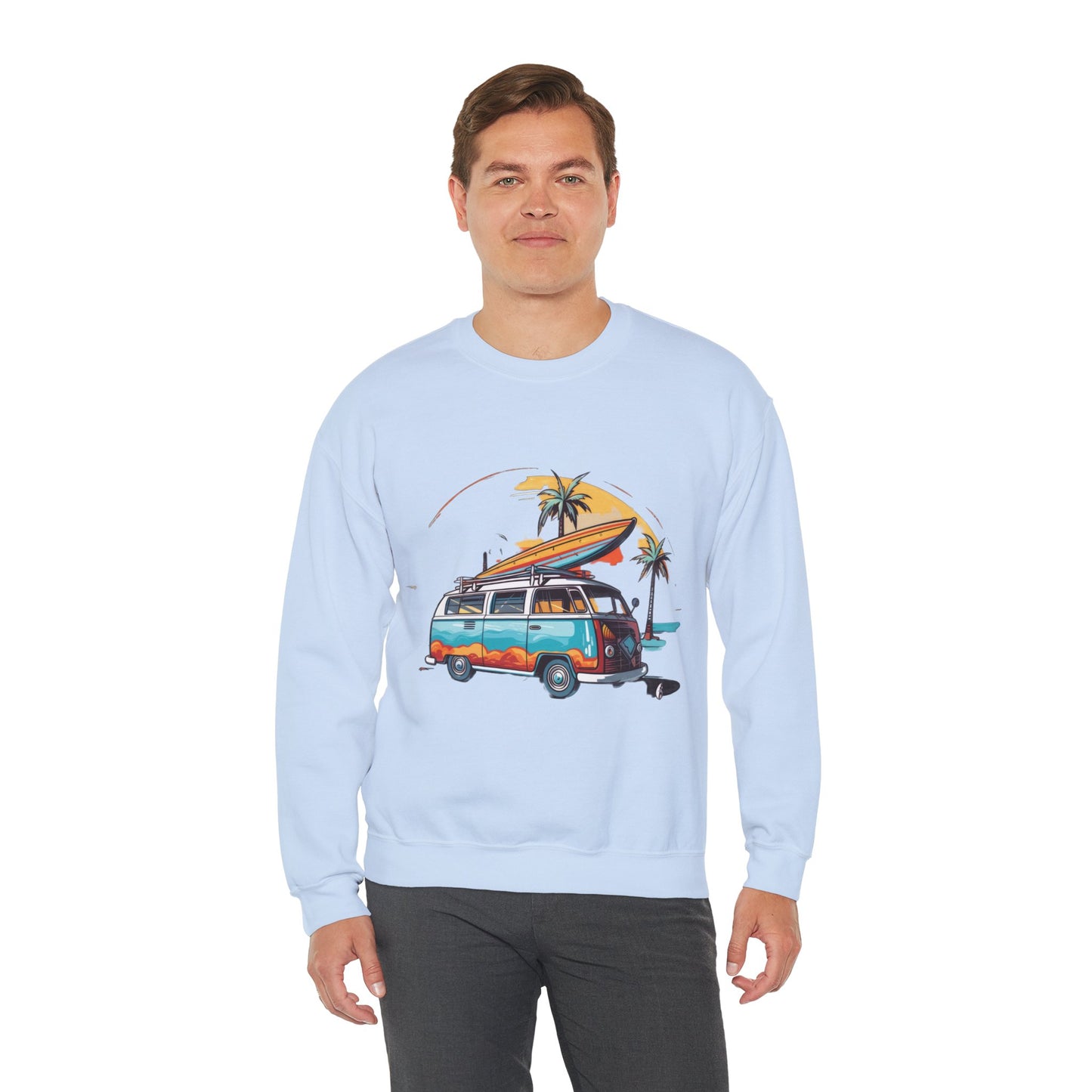 Retro Surf Van - Unisex Heavy Blend™ Crewneck Sweatshirt