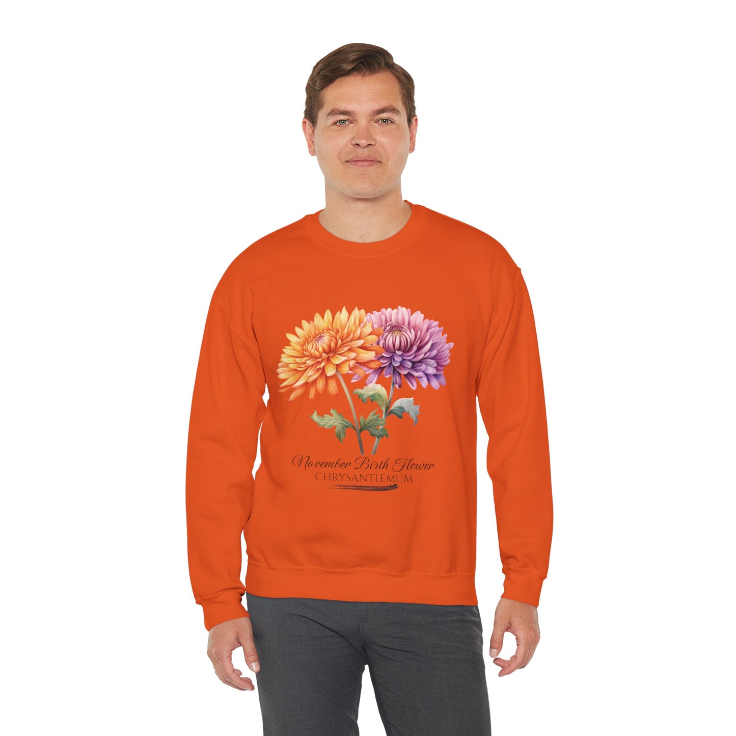 November Birth Flower (Chrysanthemum) - Unisex Heavy Blend™ Crewneck Sweatshirt