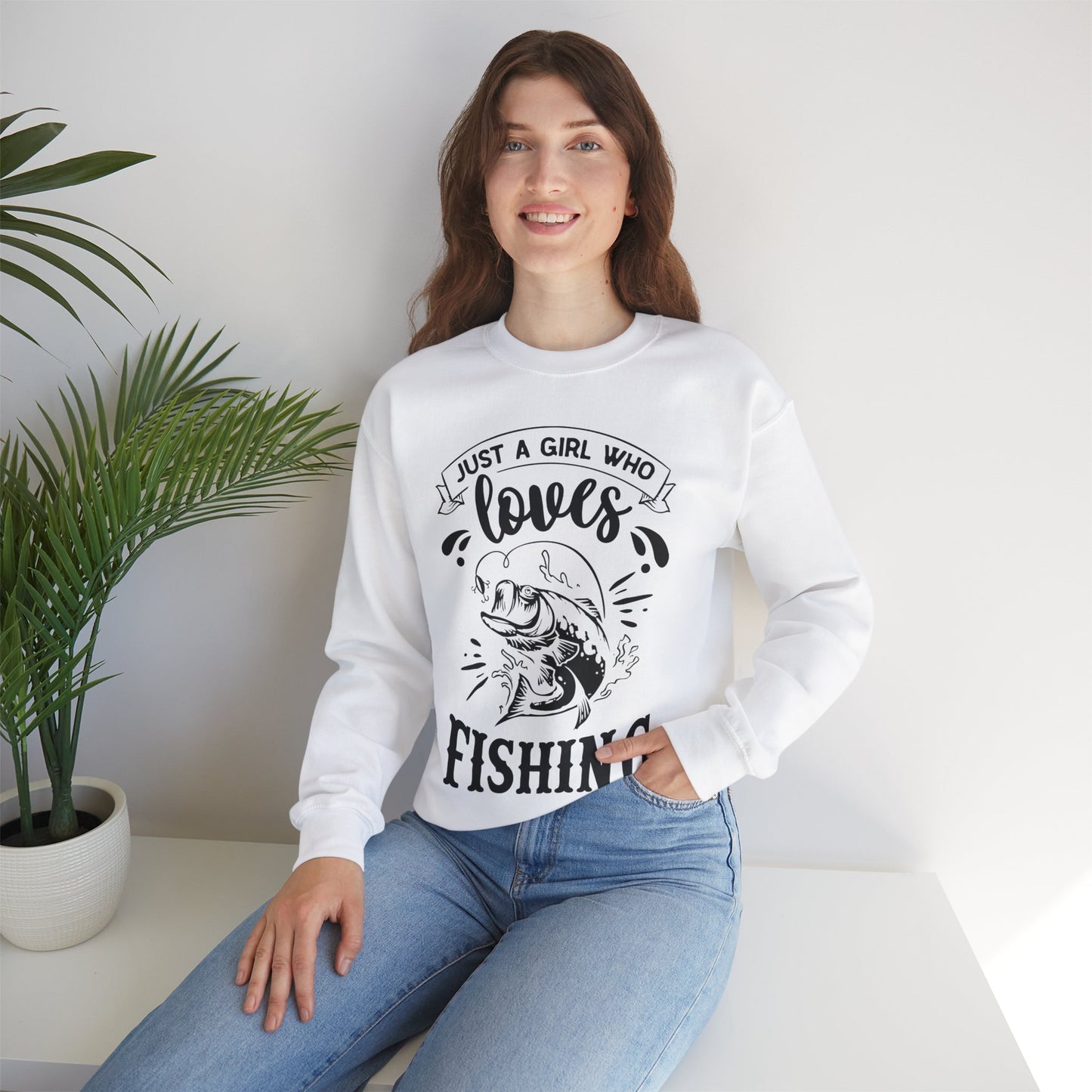 Just a girl who loves fishing - Unisex Heavy Blend™ Crewneck Sweatshirt