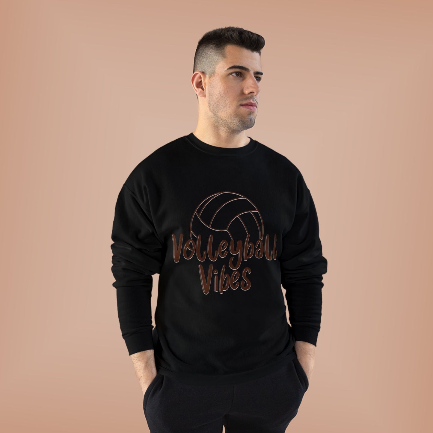 Unisex Volleyball Vibes Crewneck Sweatshirt, Trendy Sports Apparel, Cozy Gift for Athletes, Volleyball Lover's Gear, Eco-Friendly Fashion