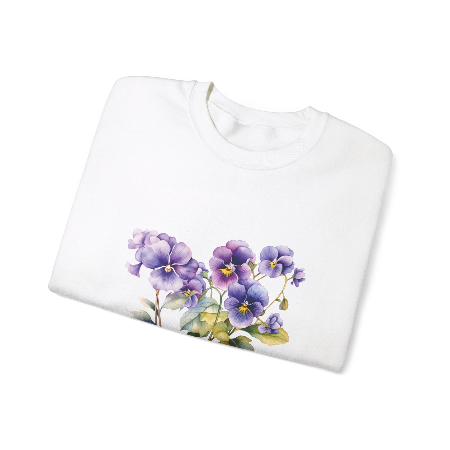 February Birth Flowers (Violet) - Unisex Heavy Blend™ Crewneck Sweatshirt