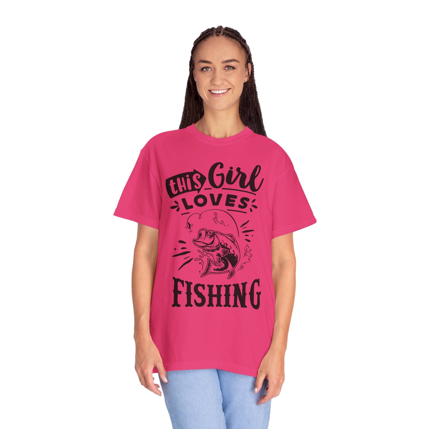 This girl loves fishing: Unisex Garment-Dyed T-shirt