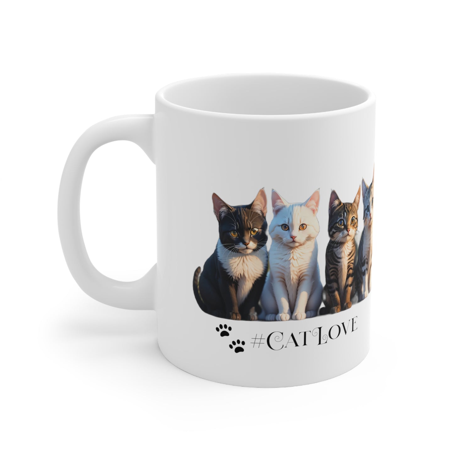 Ceramic Mug 11oz: #CatLove