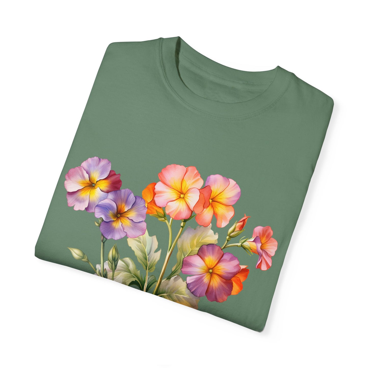 February Birth Flower "Primrose" - Unisex Garment-Dyed T-shirt