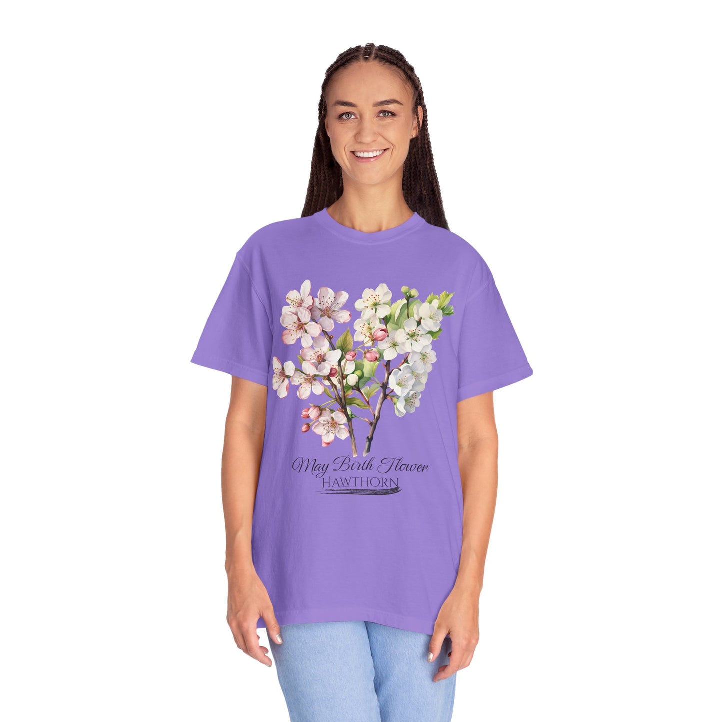 May Birth Flower "Hawthorn" - Unisex Garment-Dyed T-shirt
