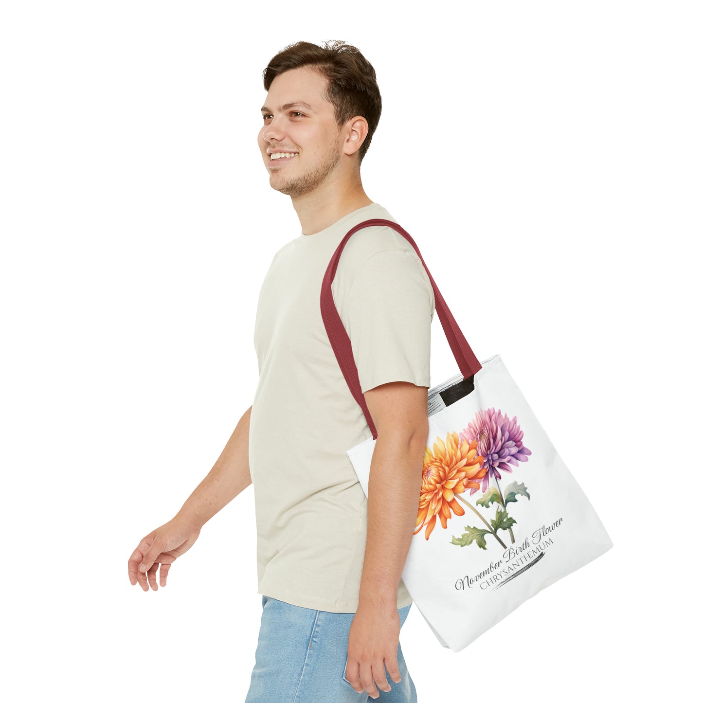 November Birth Flower: Chrysanthemum - Tote Bag (AOP)