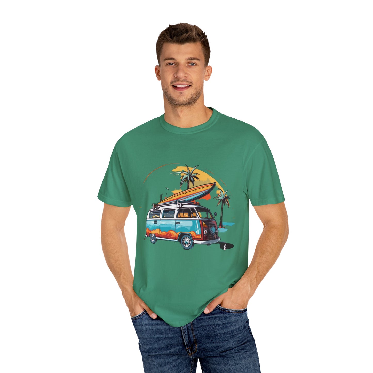 Retro Surf Van: Unisex Garment-Dyed T-shirt