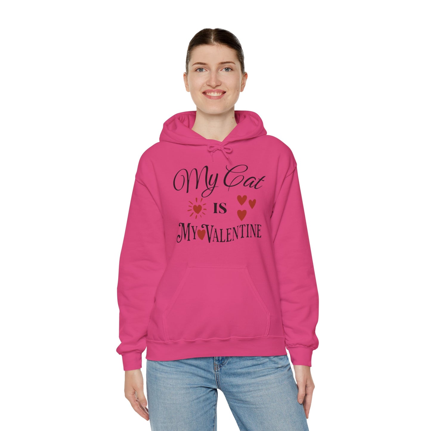 My Cat Is My Valentine - Unisex Heavy Blend™ Hooded Sweatshirt