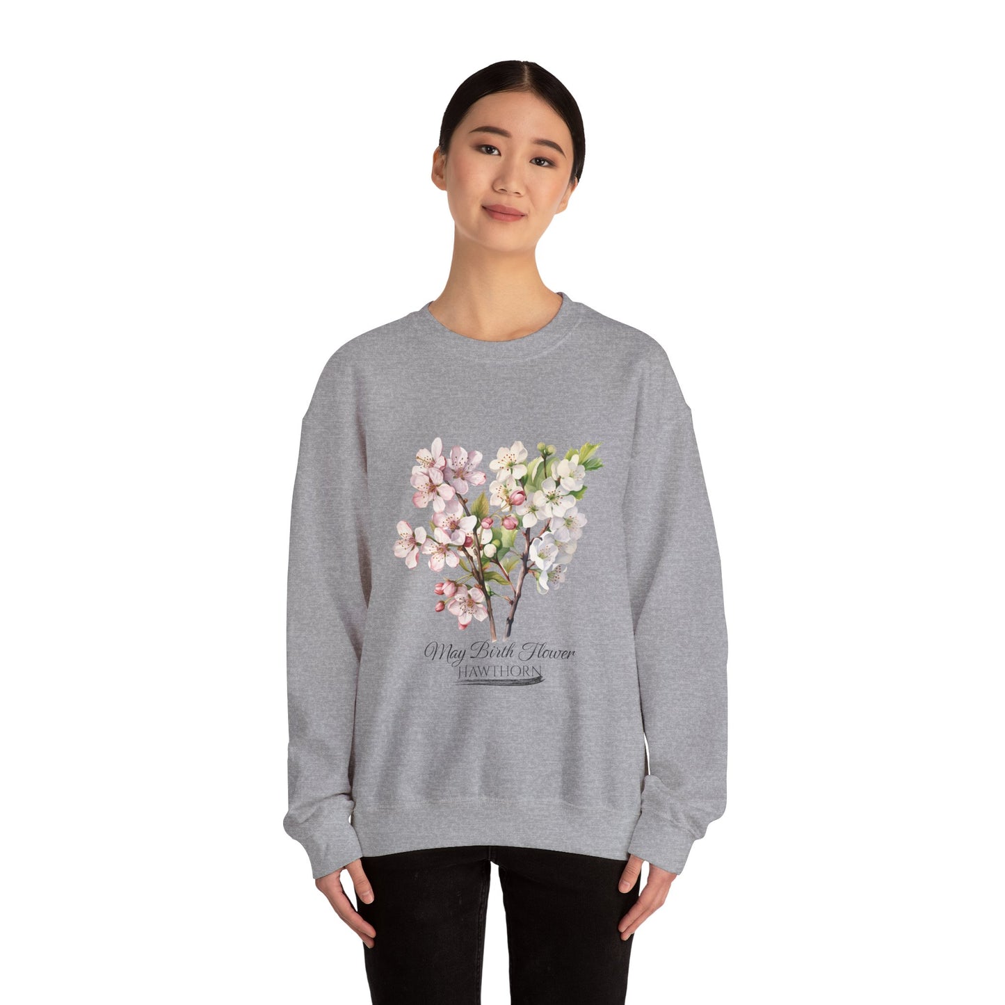 May Birth Flower (Hawthorn) - Unisex Heavy Blend™ Crewneck Sweatshirt