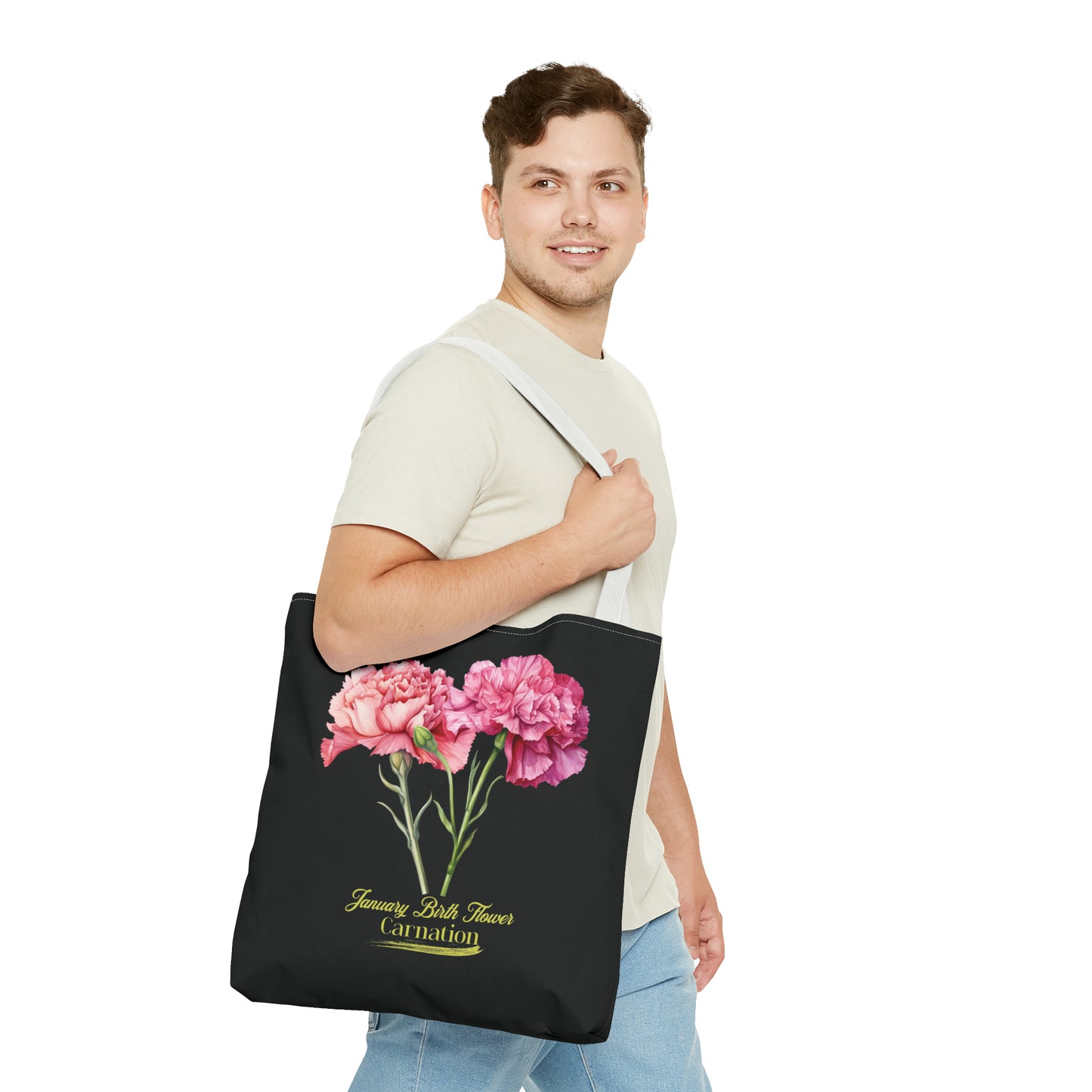 January Birth Flower: Carnation - Tote Bag (AOP)