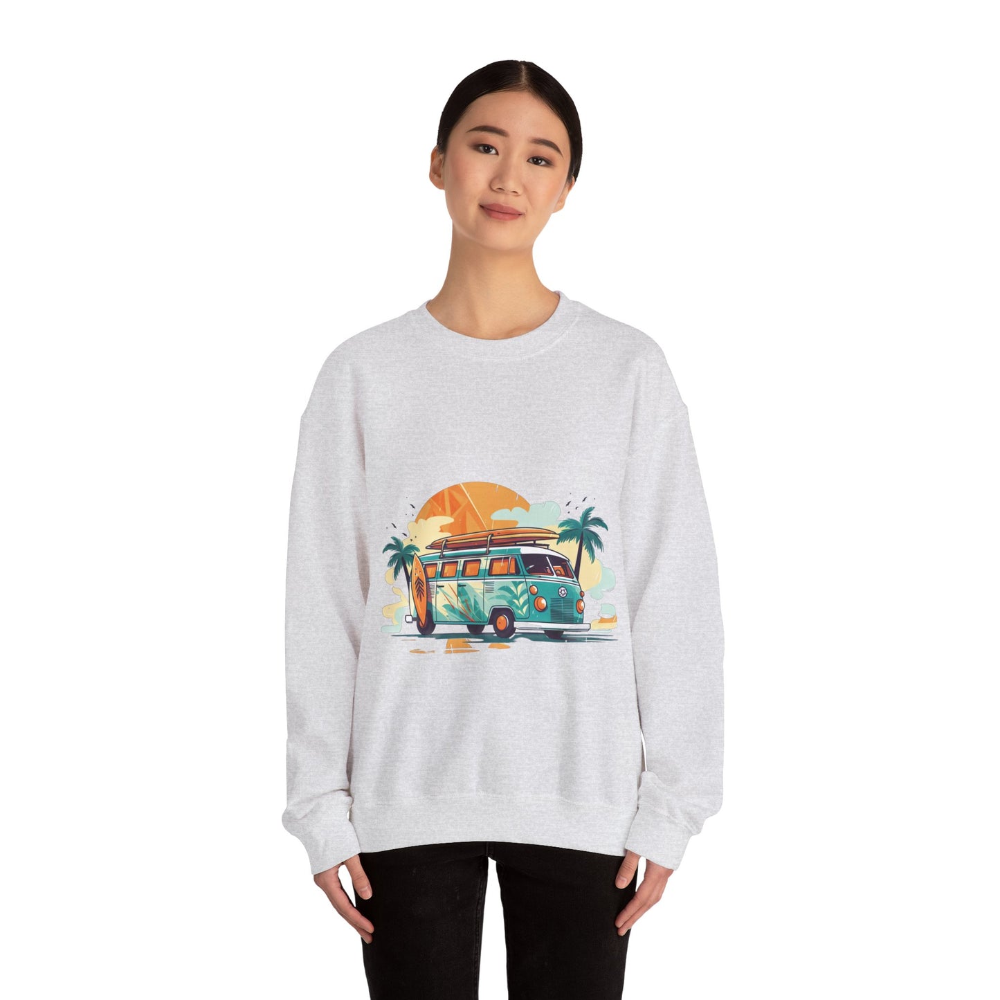 Retro Surf Van - Unisex Heavy Blend™ Crewneck Sweatshirt