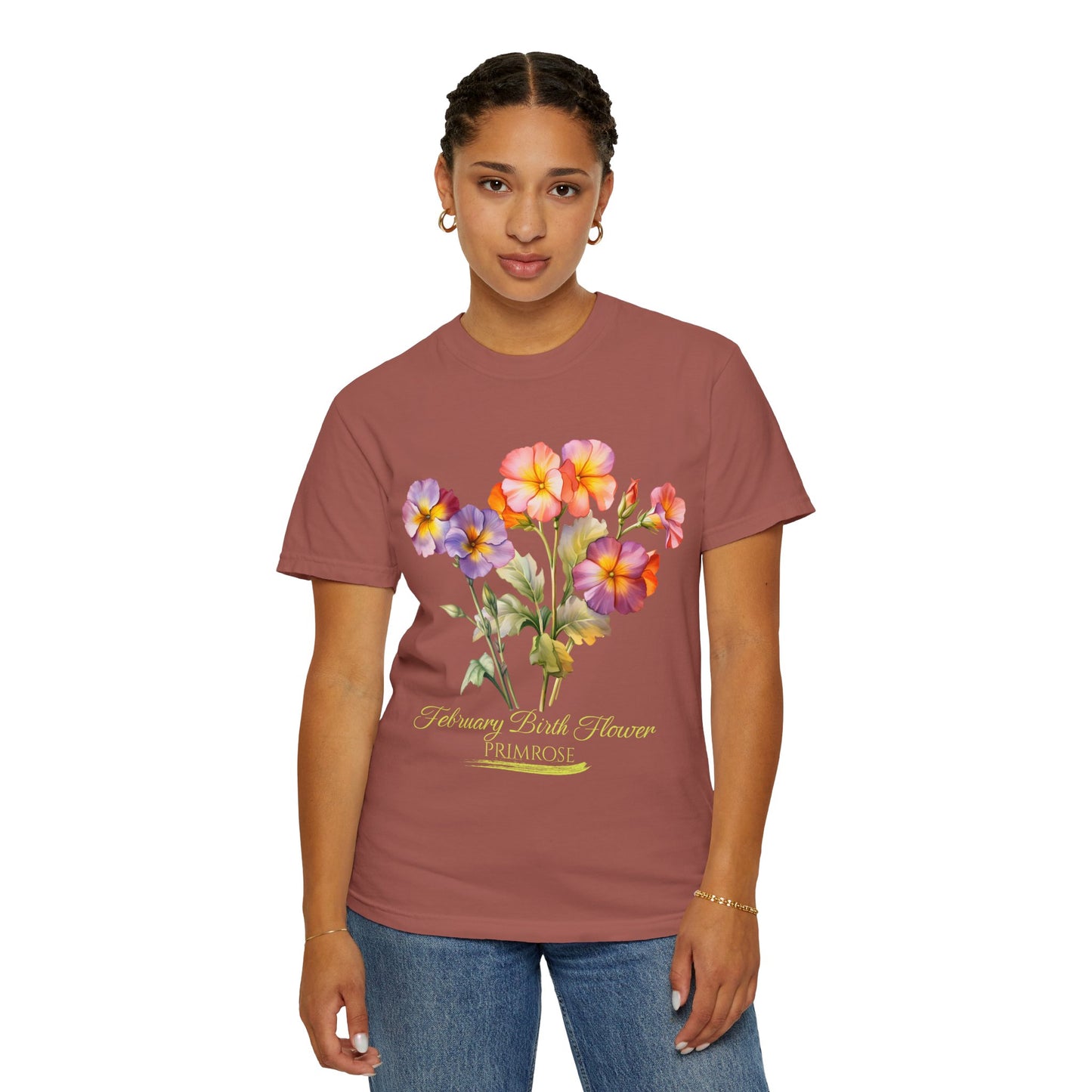 February Birth Flower "Violet" (For Dark Print) Unisex Garment-Dyed T-shirt