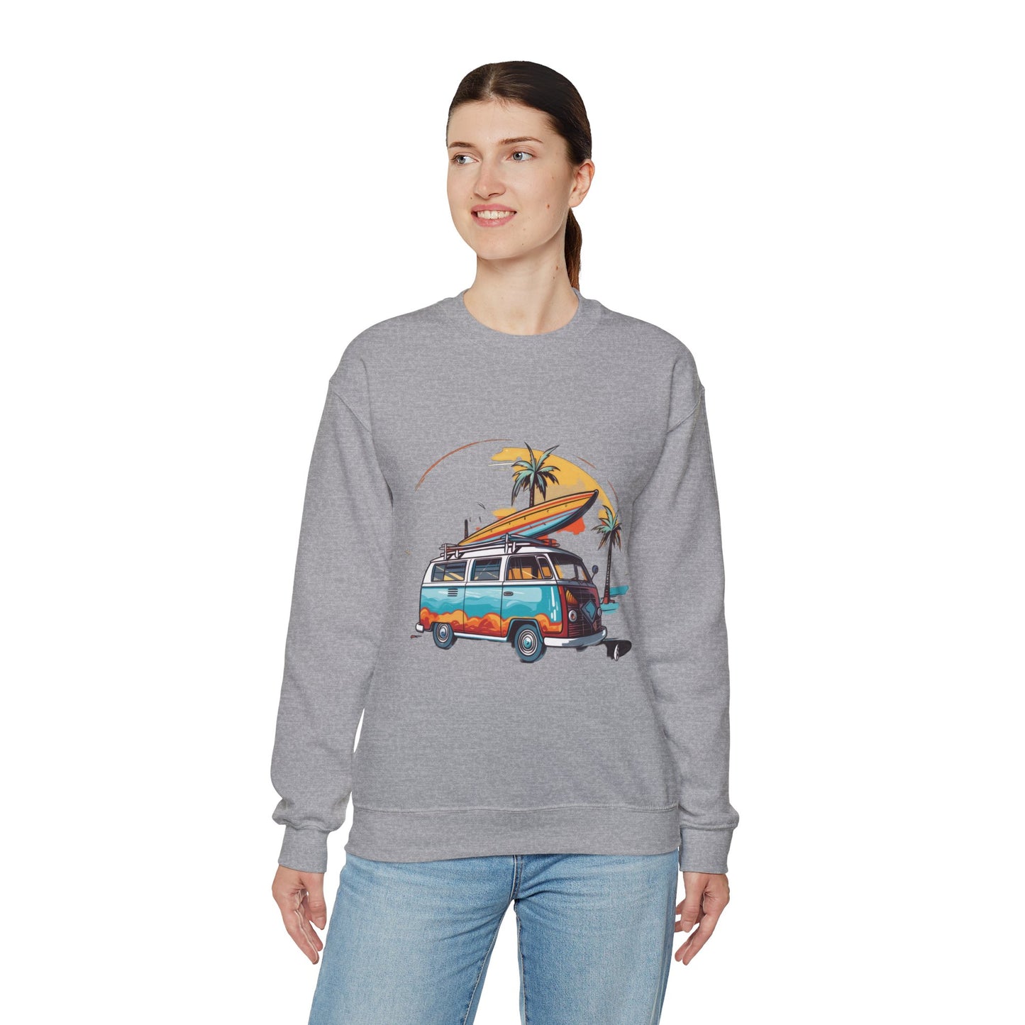 Retro Surf Van - Unisex Heavy Blend™ Crewneck Sweatshirt