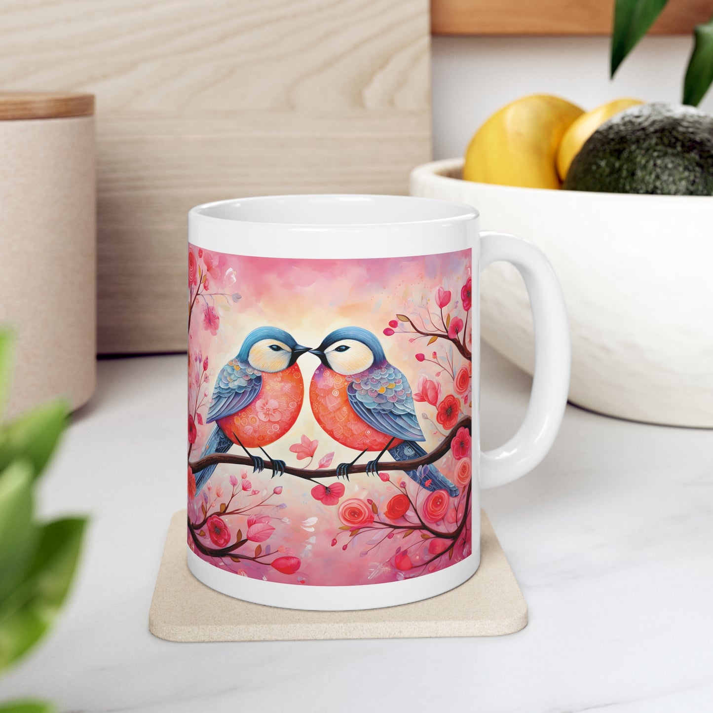 Kissing Bird: Ceramic Mug 11oz