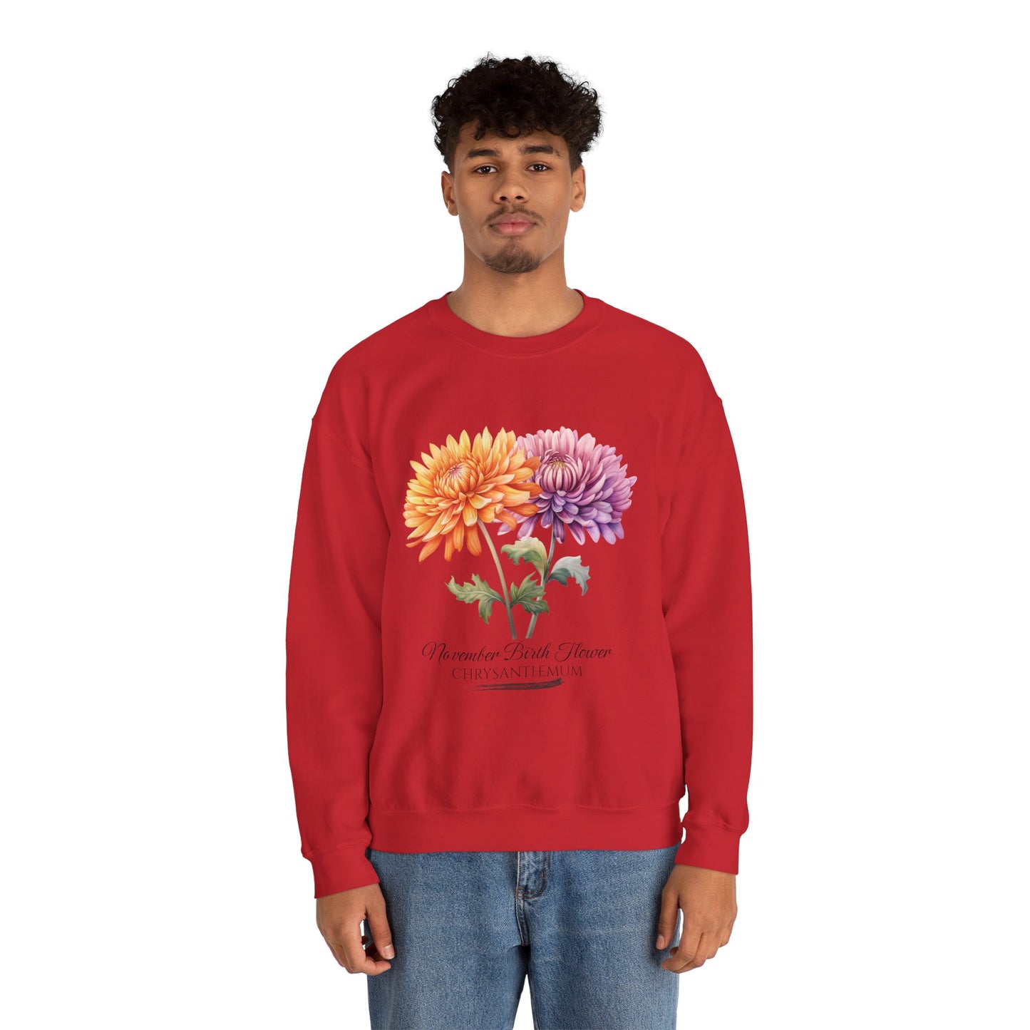 November Birth Flower (Chrysanthemum) - Unisex Heavy Blend™ Crewneck Sweatshirt