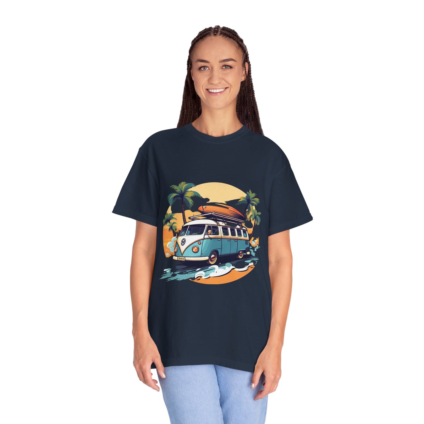 Retro Surf Van: Unisex Garment-Dyed T-shirt