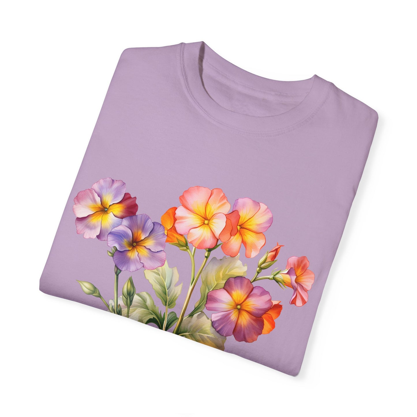 February Birth Flower "Primrose" - Unisex Garment-Dyed T-shirt