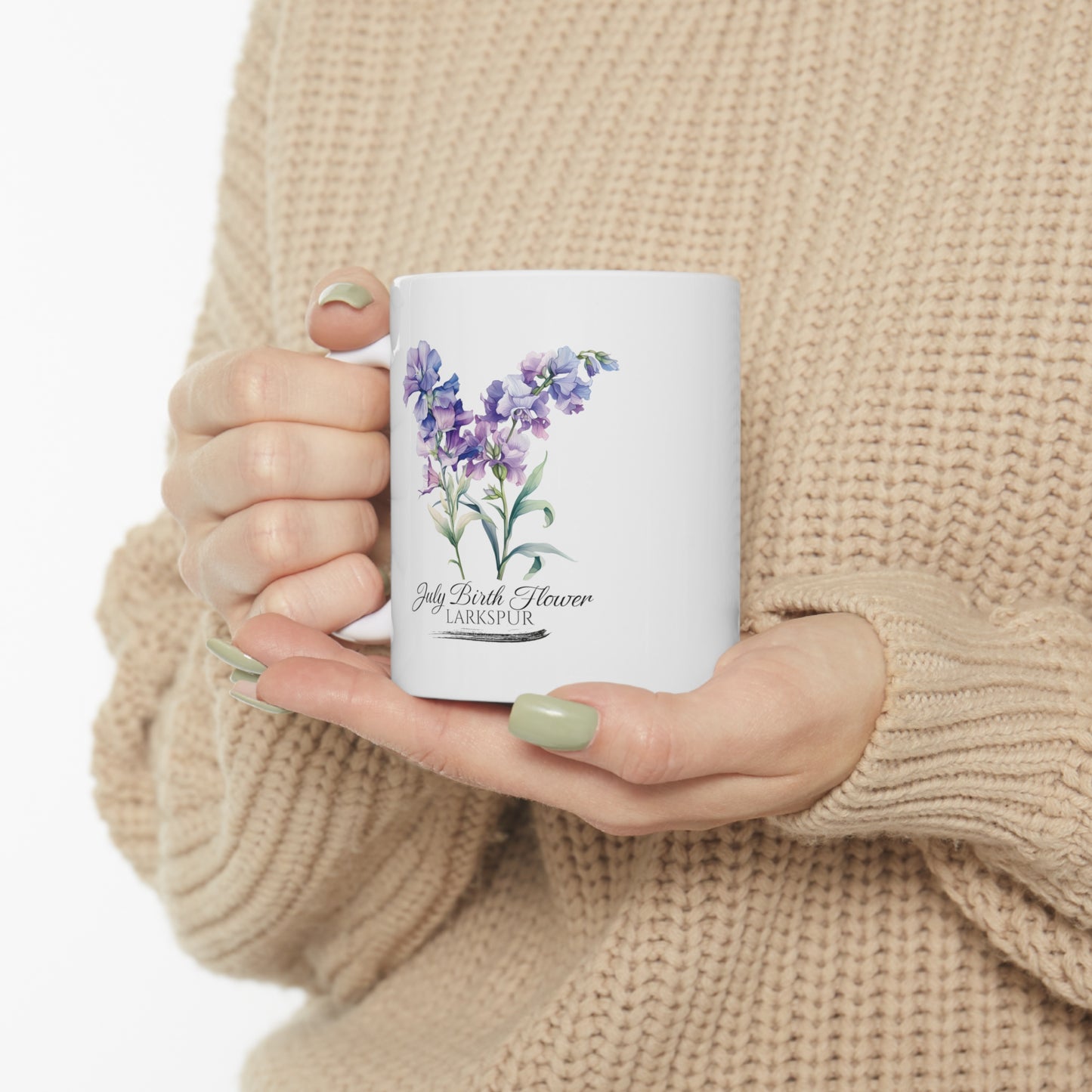 July Birth Flower (Larkspur): Ceramic Mug 11oz