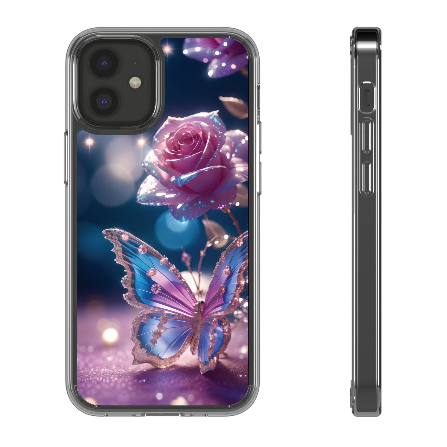 Clear Phone Cases: Fantasy Butterfly and Roses