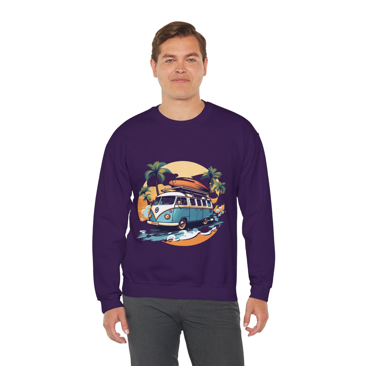 Retro Surf Van - Unisex Heavy Blend™ Crewneck Sweatshirt