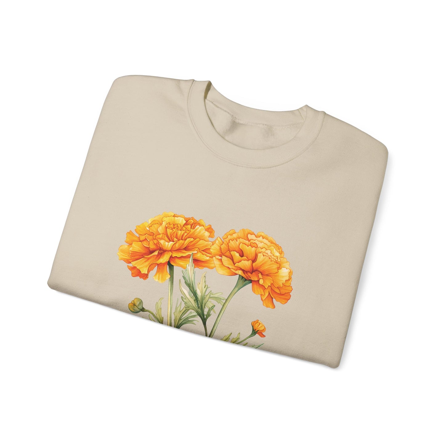 October Birth Flower (Marigold) - Unisex Heavy Blend™ Crewneck Sweatshirt